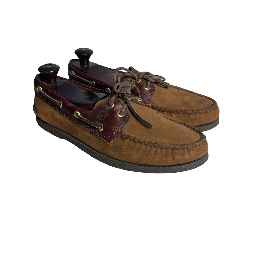 Sperry Top Sider Brown nubuck suede Leather Boat Shoes. Men SZ 10.5 M round toe